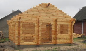 Строительство дома "Чудин". Вид на деревянный сруб.