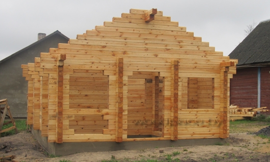 Строительство дома "Чудин". Вид на деревянный сруб.